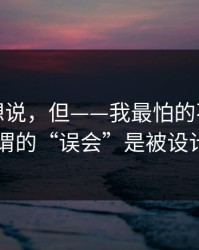 本来不想说，但——我最怕的不是维权，是所谓的“误会”是被设计出来的