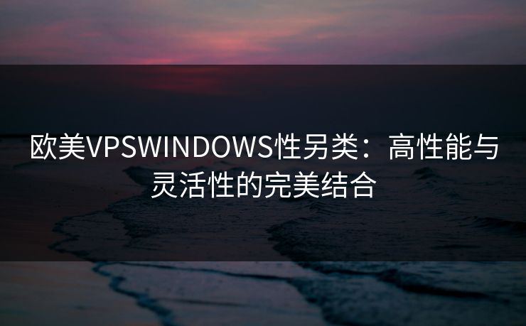 欧美VPSWINDOWS性另类:高性能与灵活性的完美结合 欧美VPSWINDOWS性另类:高性能与灵活性的完美结合