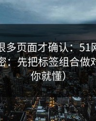 我翻了很多页面才确认：51网越用越顺的秘密：先把标签组合做对（看完你就懂）