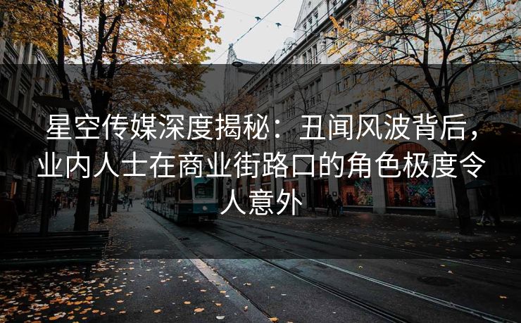 星空传媒深度揭秘：丑闻风波背后，业内人士在商业街路口的角色极度令人意外